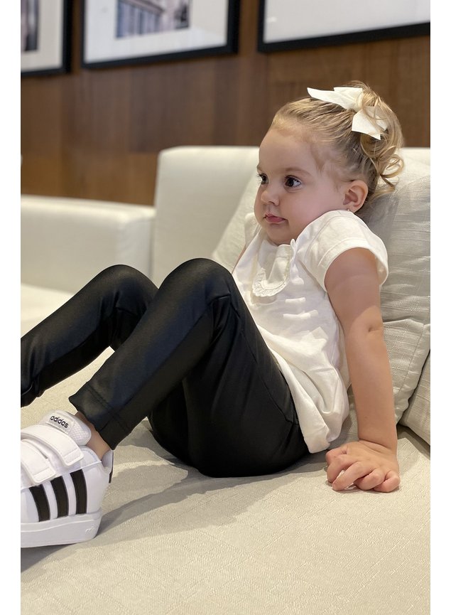 calca legging cirre brilho preta meninas infantil