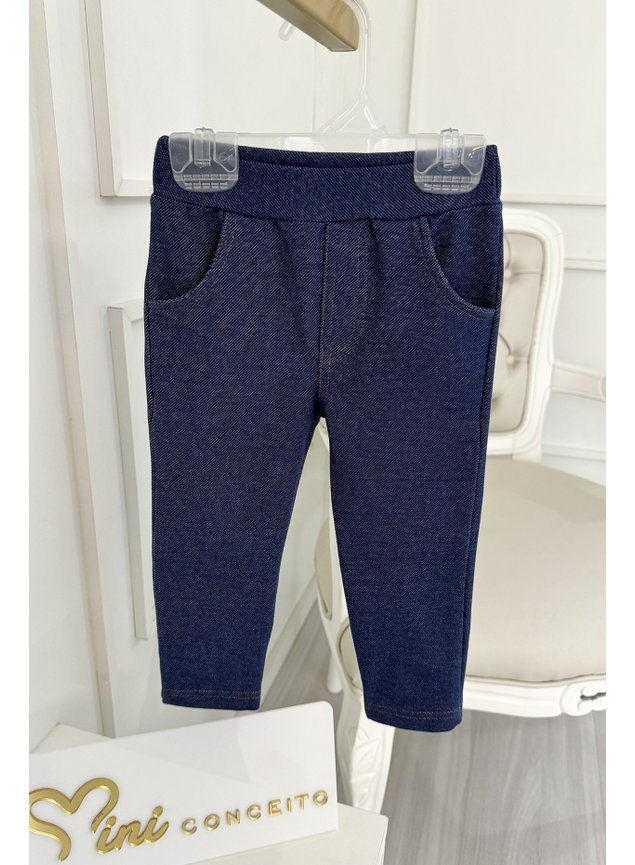 Cala jeans meninas infantil cotton bolso funcional marinho