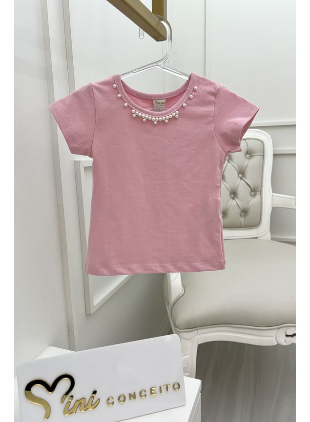 Blusa rosa cotton prolas manga curta vero
