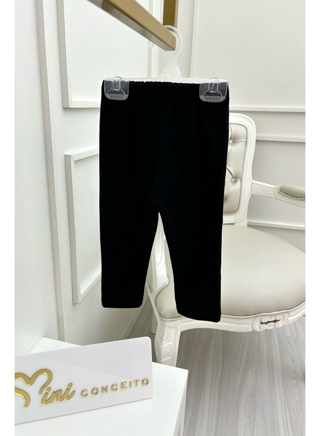 calca cotton preto elastico meninas infantil