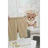 conjunto urso bege nude urso shorts blusa menina infantil a