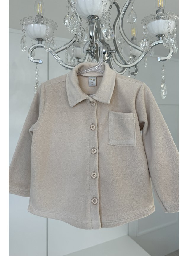 casaco soft pelo bege nude botoes camisa menina infantil