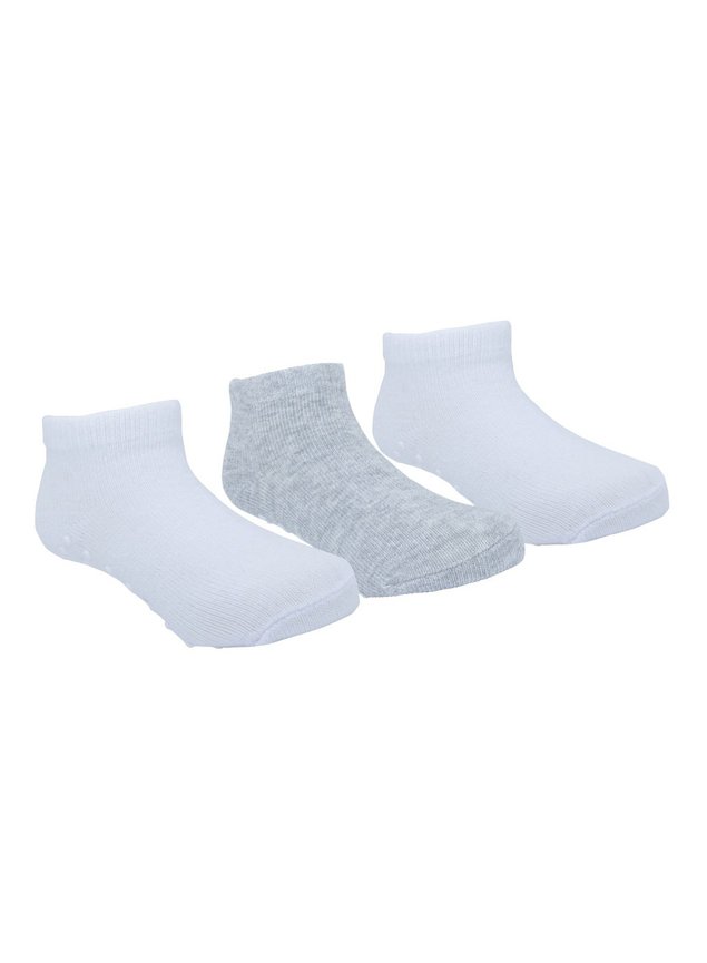 kit meia branco mescla cinza