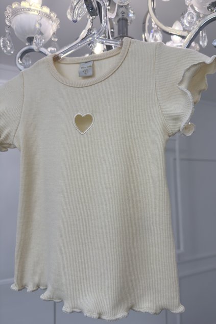 blusa off manga curta coracao vazado menina infantil d