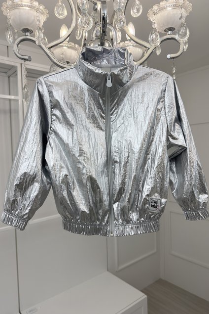 jaqueta corta vento prata brilho menina infantil