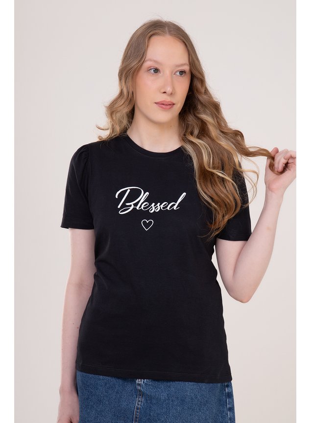 Blusa camisa preta escrita mulher feminino me e filha