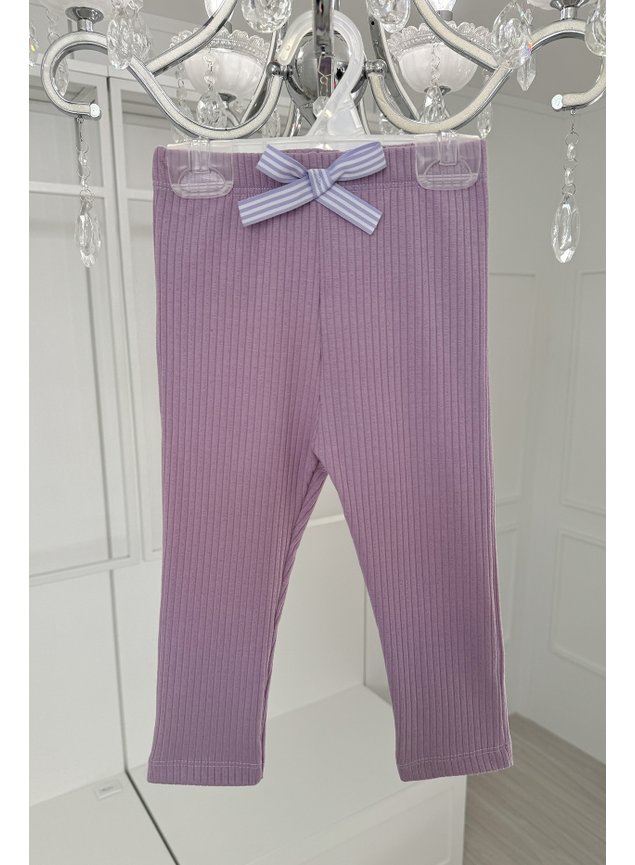 calca legging em ribana canelada lilas com cadarco menina infantil