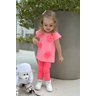 blusa rosa neon flores menina infantil manga curta a