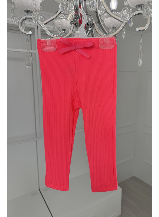calca legging em ribana canelada rosa neon com cadarco menina infantil bb