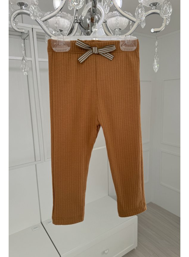 calca em ribana canelada menina infantil cadarco legging marrom b