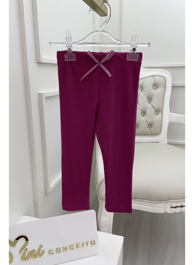 calca legging em ribana canelada roxa purpura cadarco xadrez menina infantil b