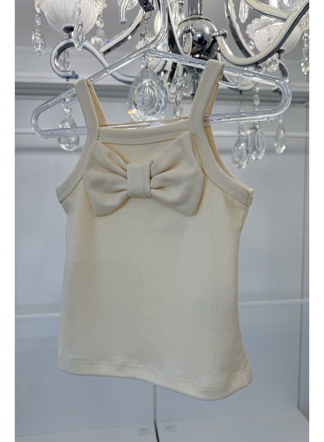 blusa regata off branca laco menina infantil ribana canelada b