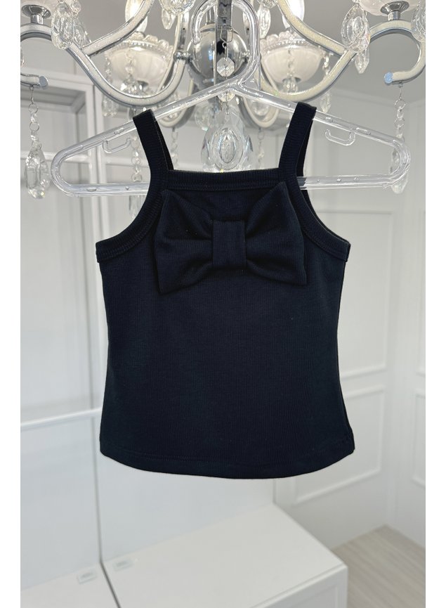 blusa regata preto preta menina infantil ribana canelada b