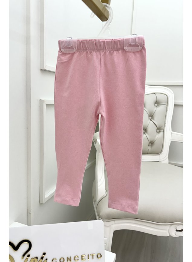 calca legging rosa cotton menina infantil