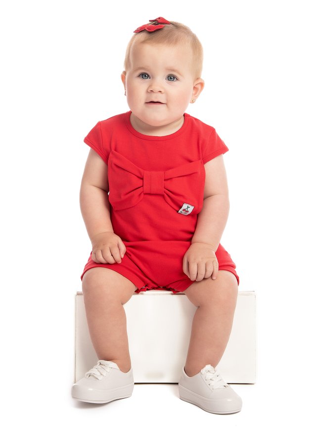 macaquinho vermelho laco cereja bebe menina infantil