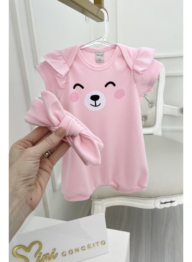 Macaquinho macaco faixa ursinho cachorrinho carinha rosa miniconceito bebe menina infantil
