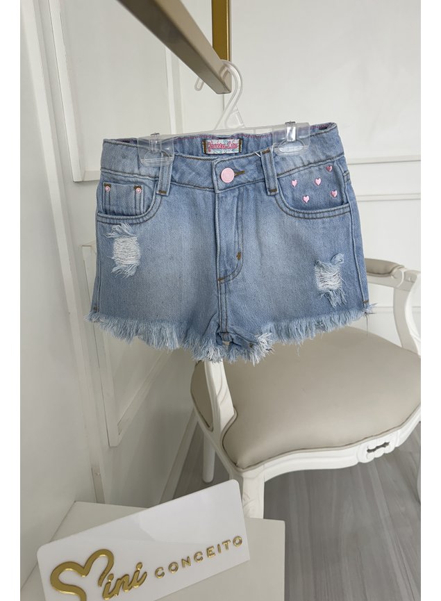 shorts jeans marinho menina infantil miniconceito