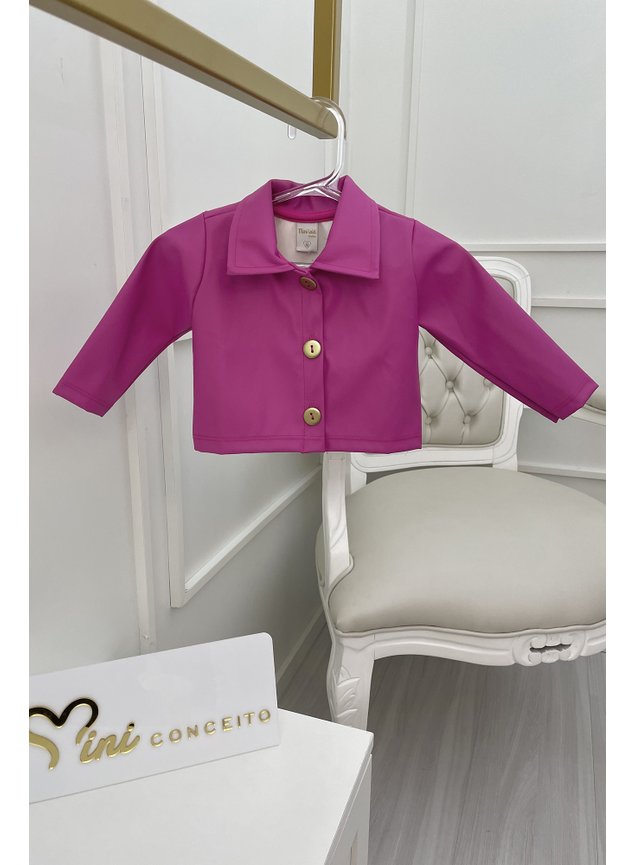 casaco courinho rosa dourado manga longa menina infantil miniconceito