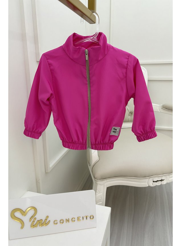Jaqueta corta vento menina infantil rosa pink  miniconceito
