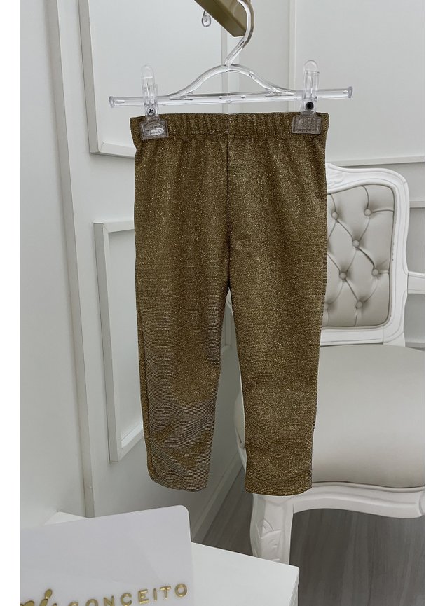 Cala legging brilho dourado menina infantil miniconceito