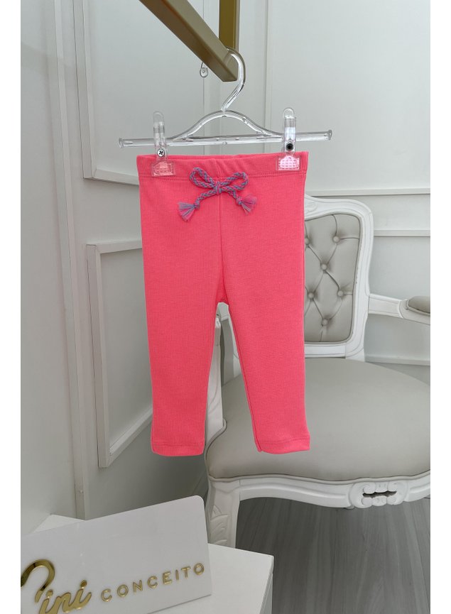 cala legging rosa neon cadarso cadaro ribana canelada menina infantil miniconceito b