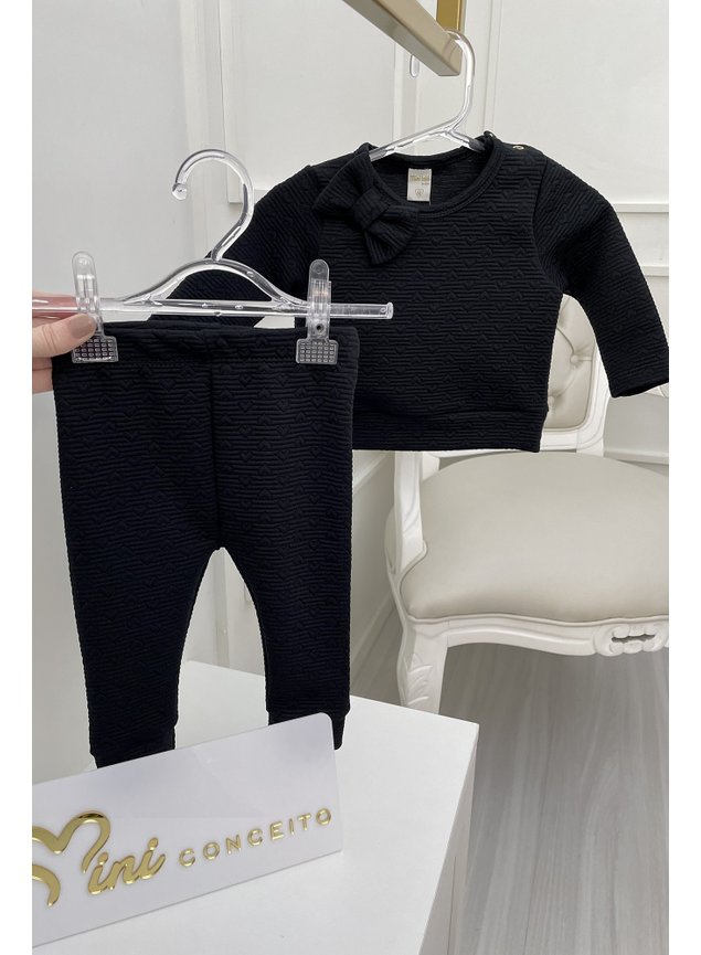 Conjunto moletom coraes preto casaco cala legging manga longa
