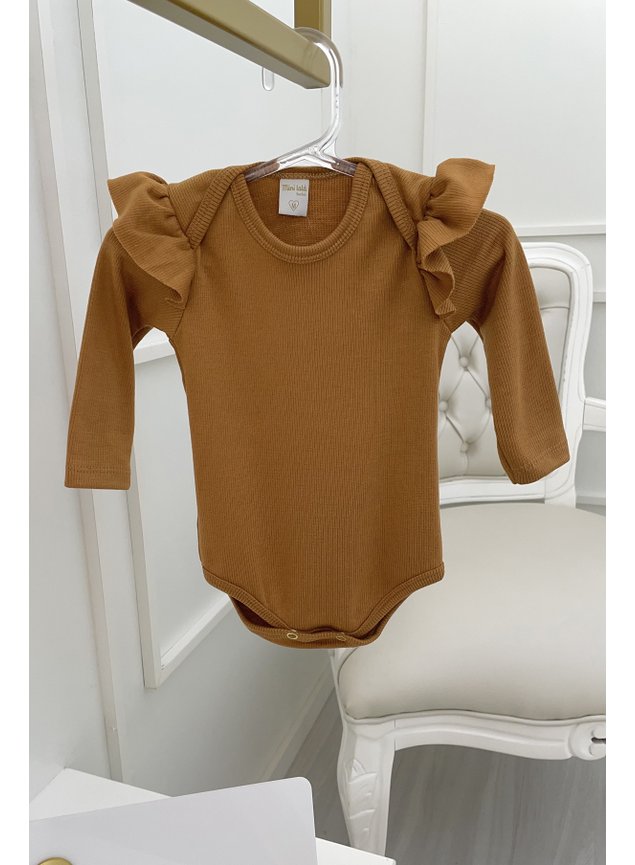 body marrom manga longa menina infantil miniconceito