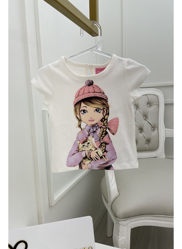 blusa manga longa off branca menina infantil miniconceito