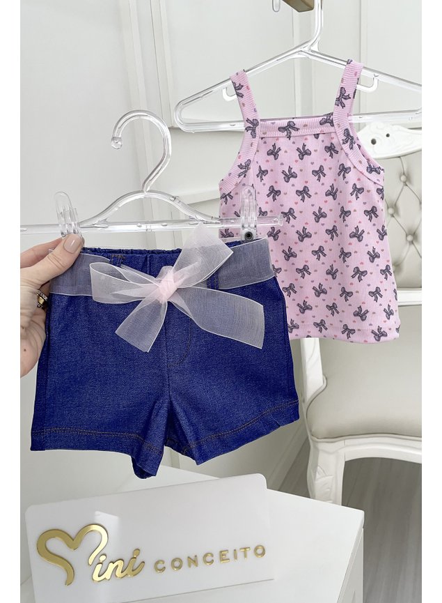 Conjunto regata lils rosa laos shorts marinho menina infantil miniconceito