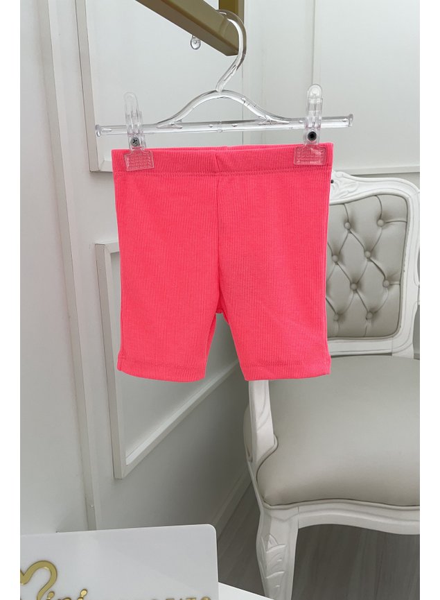 shorts ciclista rosa neon ribana canelada menina infantil miniconceito