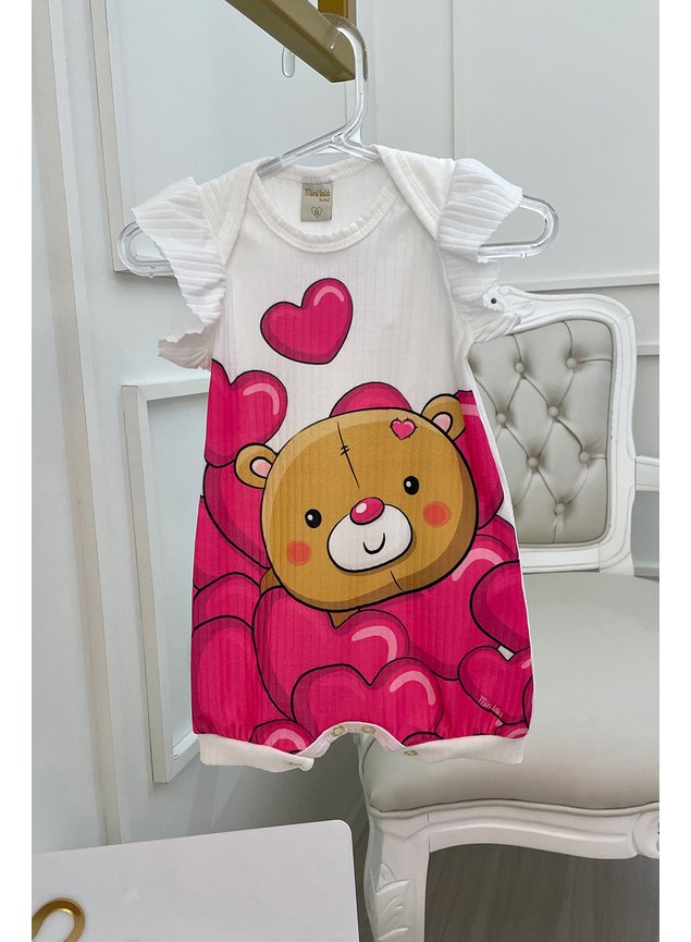 Macaquinho off ursinho coraes regata menina infantil miniconceito