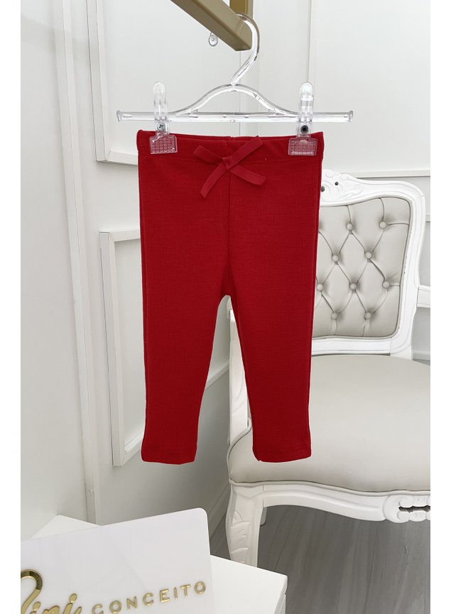 Cala legging ribana canelada vermelho menina infantil bebe miniconceito