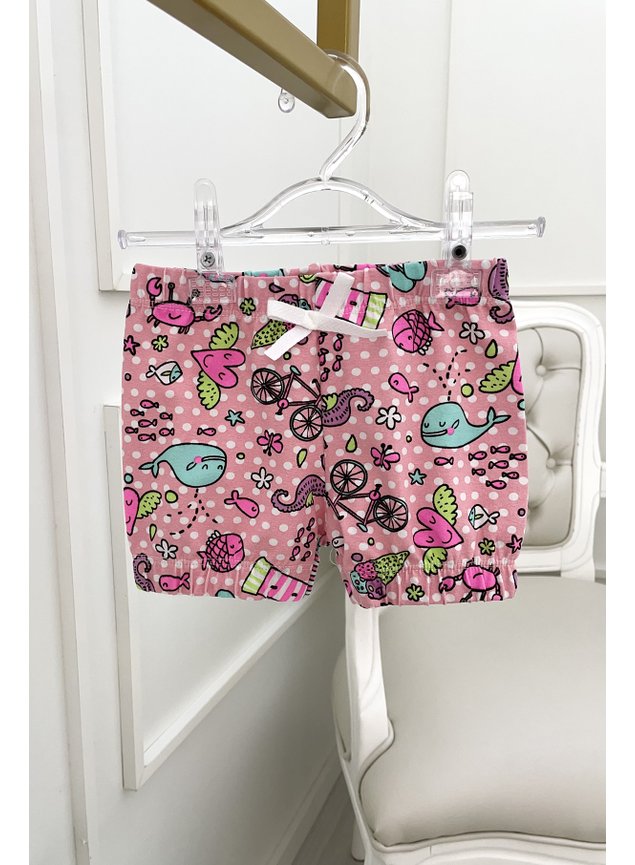 Shorts praia rosa azul menina infantil bebe miniconceito