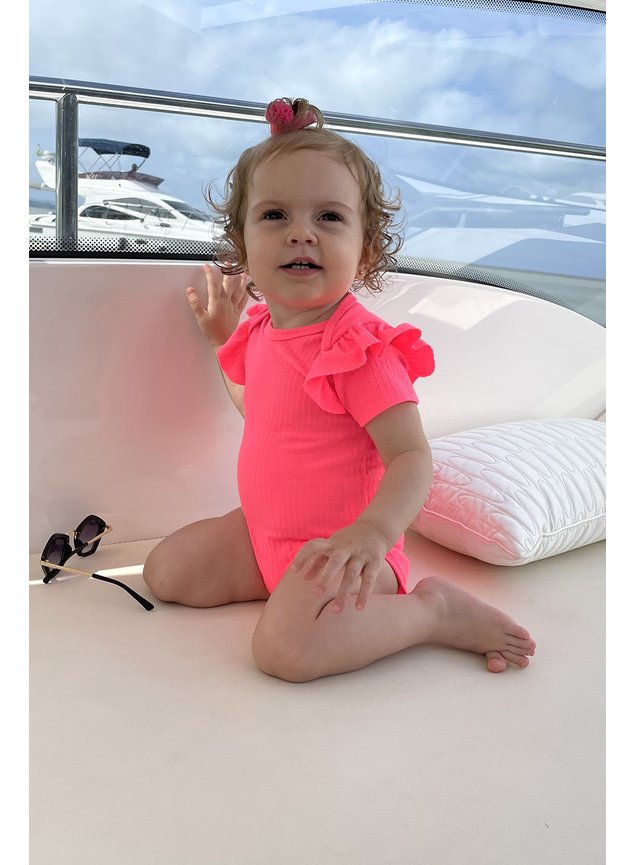 body rosa neon manga curta mini conceito bebe menina infantil b
