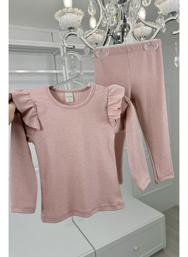 conjunto nude rose bege miniconceito menina infantil legging blusa manga longa