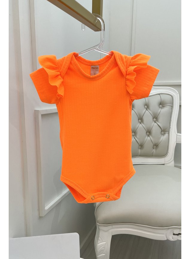 body laranja manga curta babado bebe infantil miniconceito