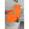 Conjunto body laranja neon shorts faixinha kit meninas infantil bebe