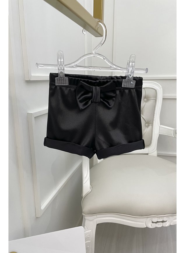 Shorts lao prada cirre preto brilho miniconceito menina infantil bebe