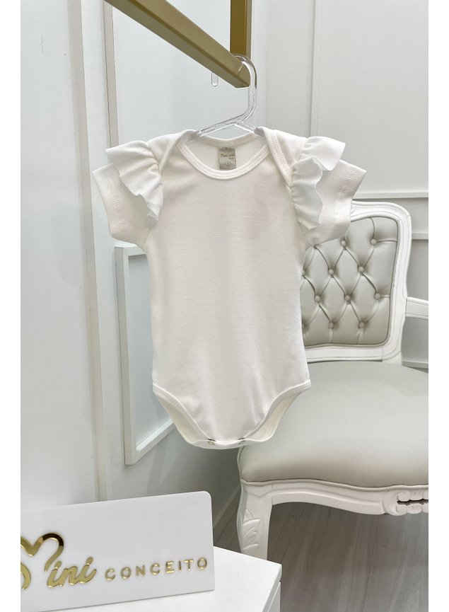body menina infantil bebe pink miniconceito babado branco off