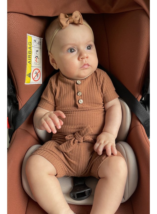 conjunto body e shorts com laco marrom menina infantil miniconceito b