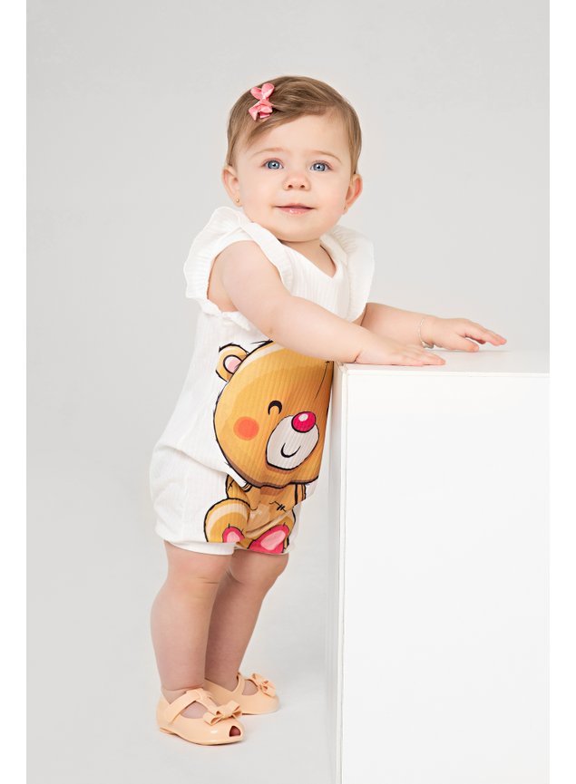 macaquinho menina infantil bebe off branco urso miniconceito n