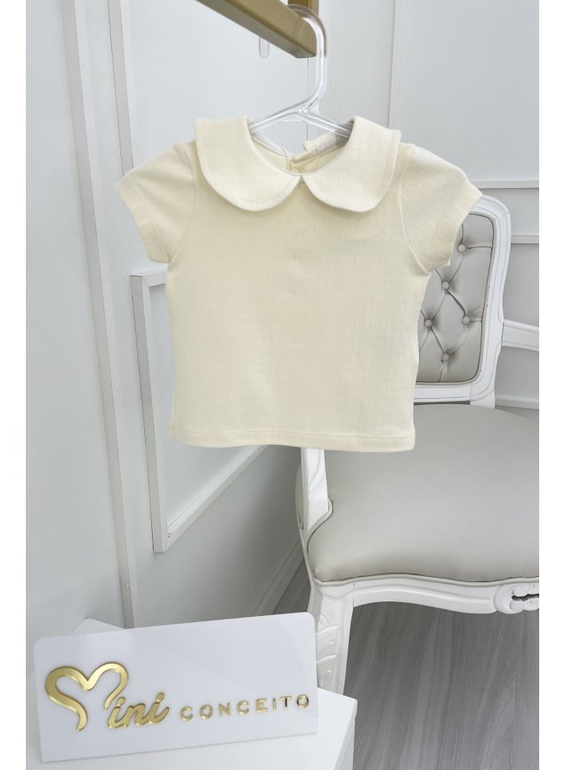 blusa manga curta com gola botoes menina infantil miniconceito off