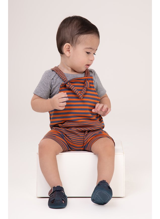 conjunto body e jaridineira bebe menina menino intantil ciza laranja