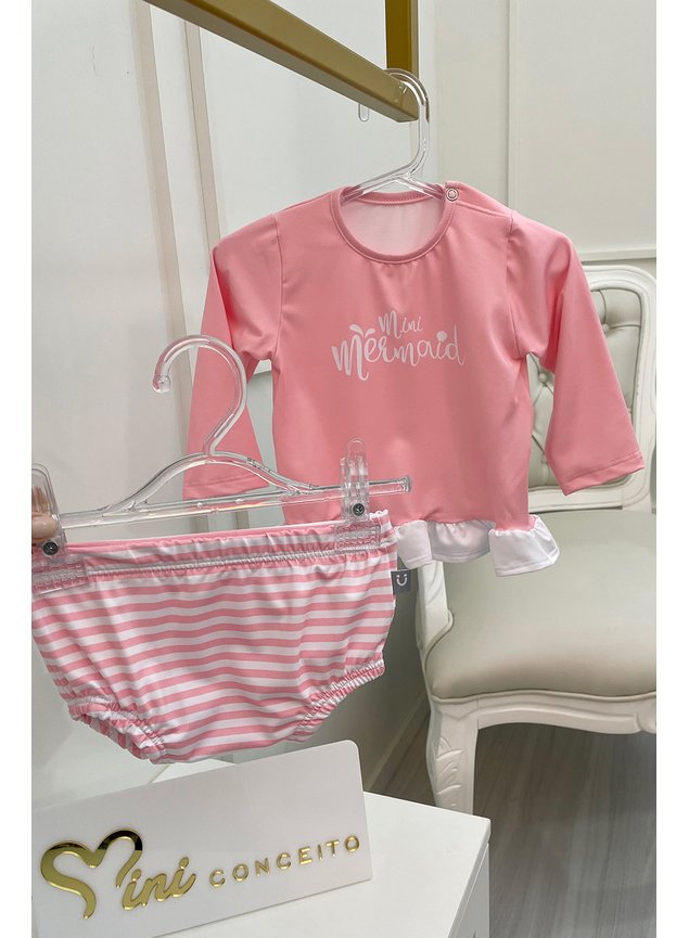 Biquni calcinha blusa manga longa meninas infantil miniconceito bebe