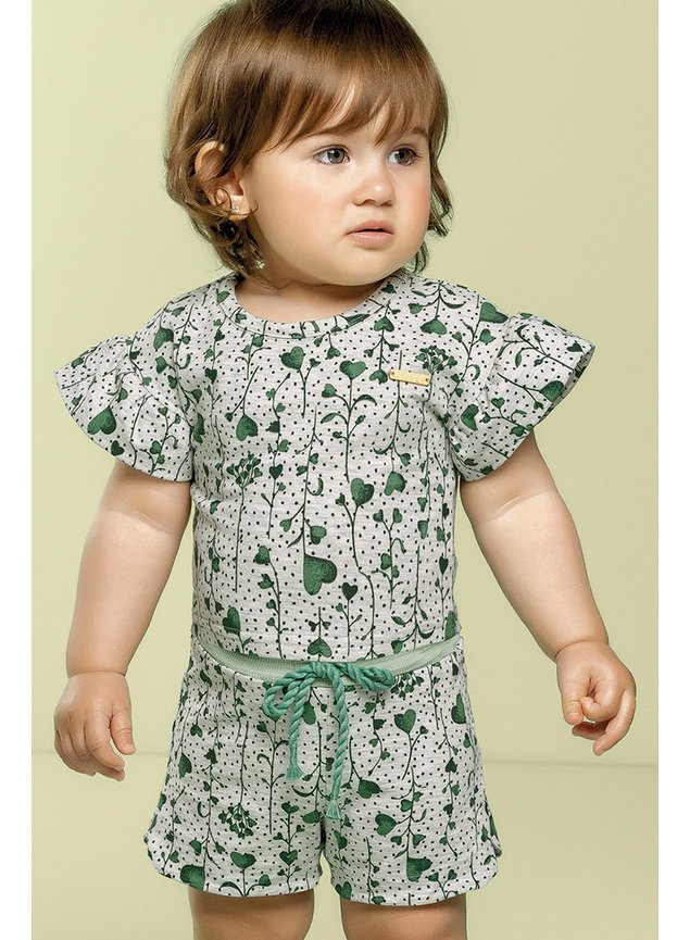 Conjunto flores blusa calcinha meninas bebe