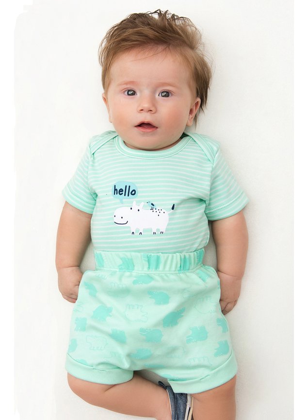 Body azul tiffany shorts bebe menina menino bebe
