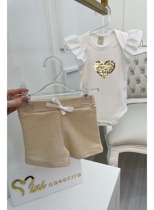 conjunto lurex dourado menina infantil miniconceito n