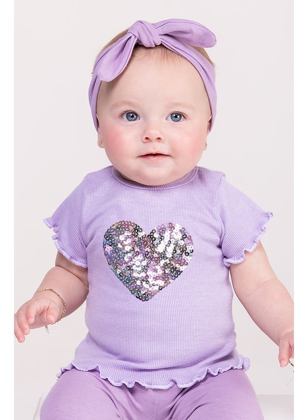blusa bebe lils paete menina manga curta ribana canelada miniconceito
