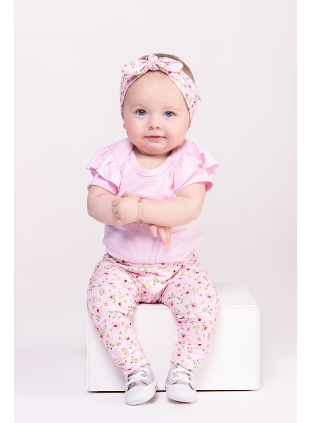 conjunto body cala flores rosa bebe menina infantil miniconceito