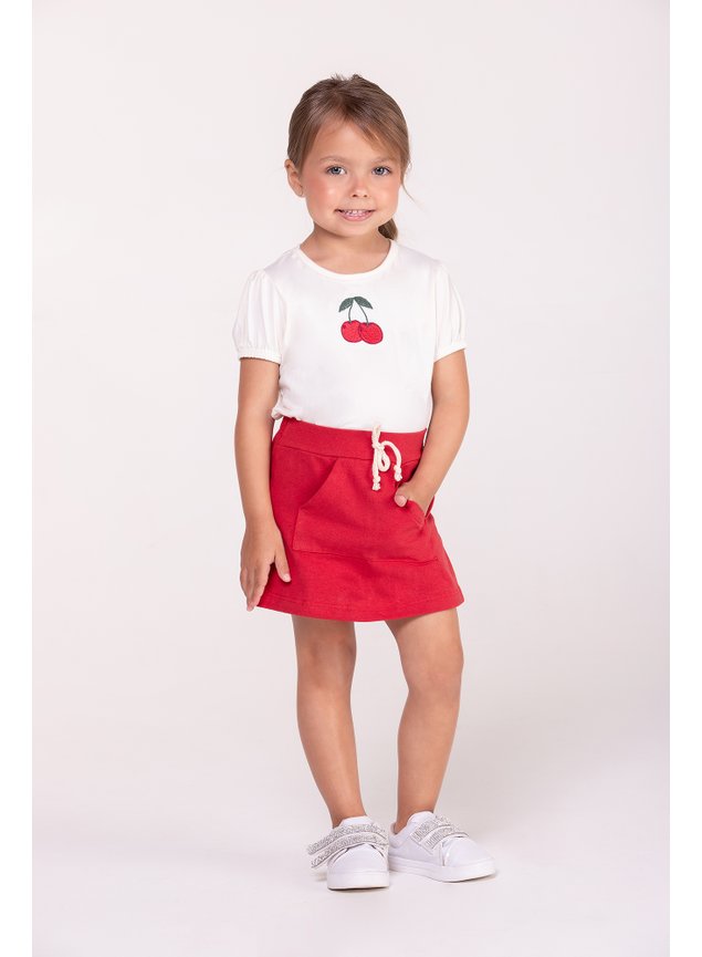 conjunto cereja menina infantil minicocneito shorts blusa menina